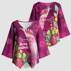 Australia Pink Cockatoo Christmas Kimono Sleeve Blouse Aussie Native Flowers Merry Xmas - Pink - Aussie Hoodie