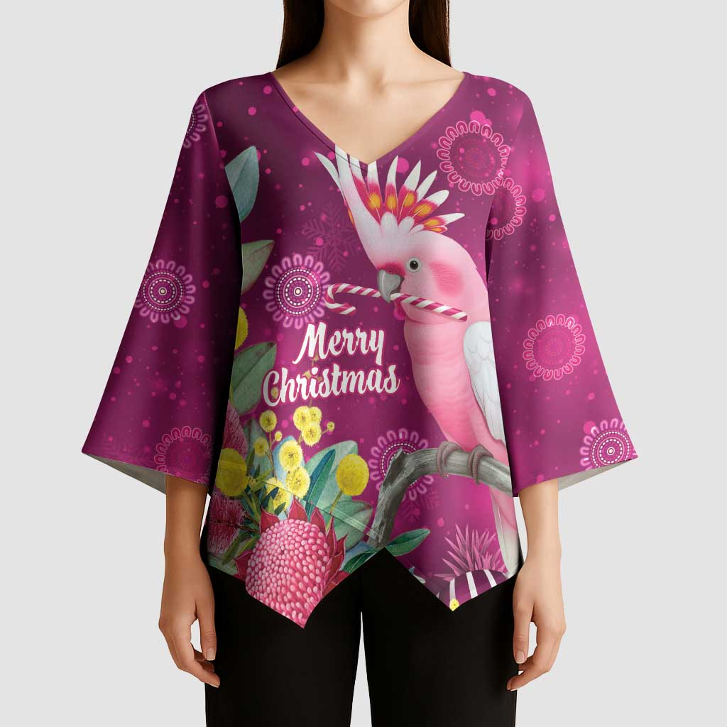 Australia Pink Cockatoo Christmas Kimono Sleeve Blouse Aussie Native Flowers Merry Xmas - Pink - Aussie Hoodie