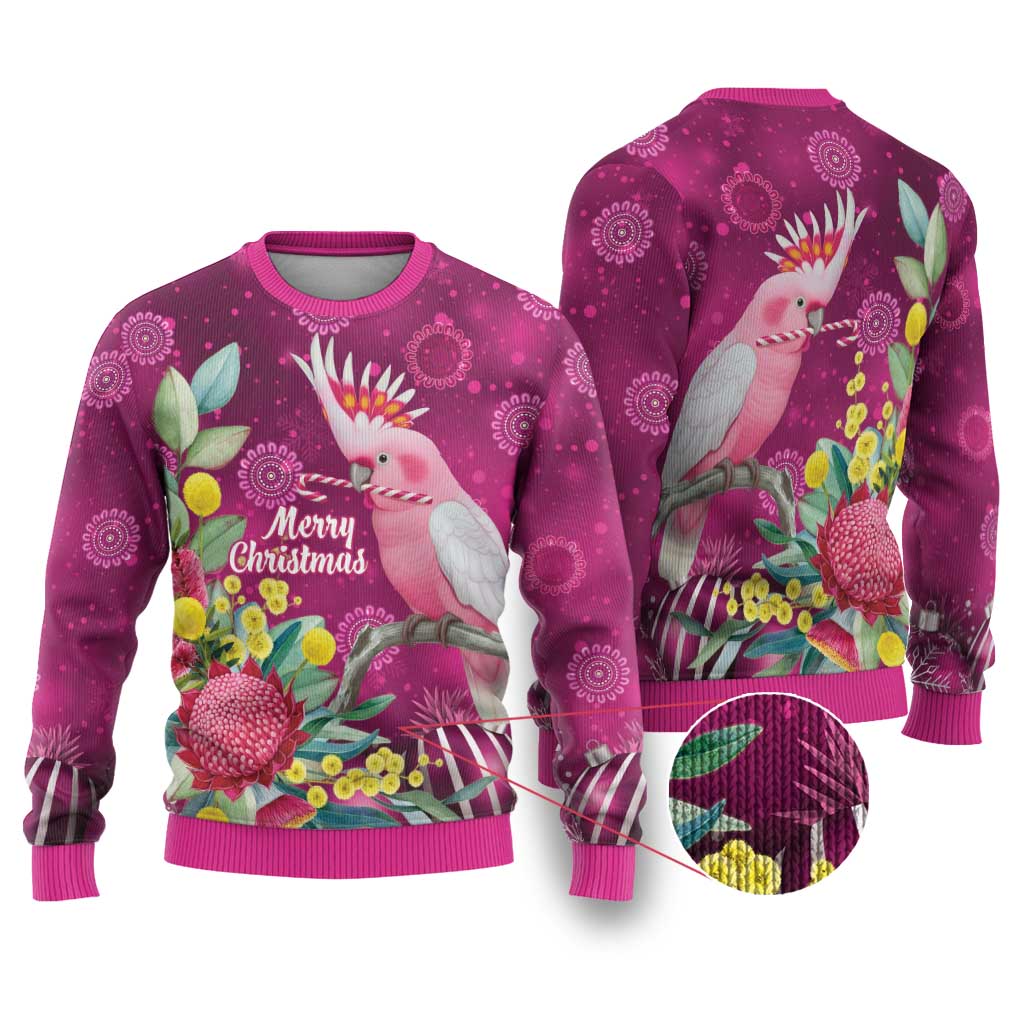Australia Pink Cockatoo Christmas Ugly Christmas Sweater Aussie Native Flowers Merry Xmas - Pink - Aussie Hoodie