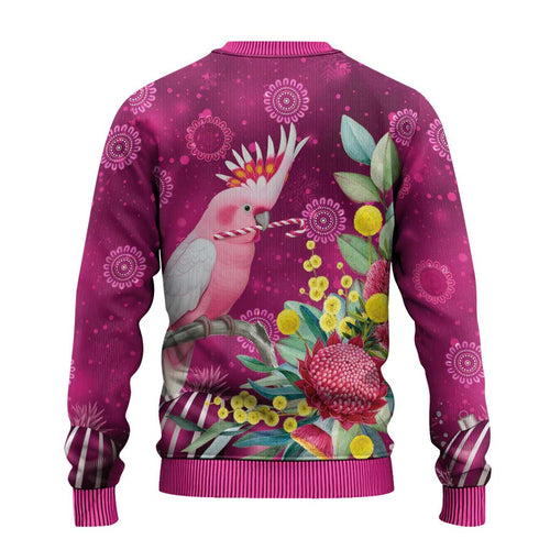 Australia Pink Cockatoo Christmas Ugly Christmas Sweater Aussie Native Flowers Merry Xmas - Pink - Aussie Hoodie
