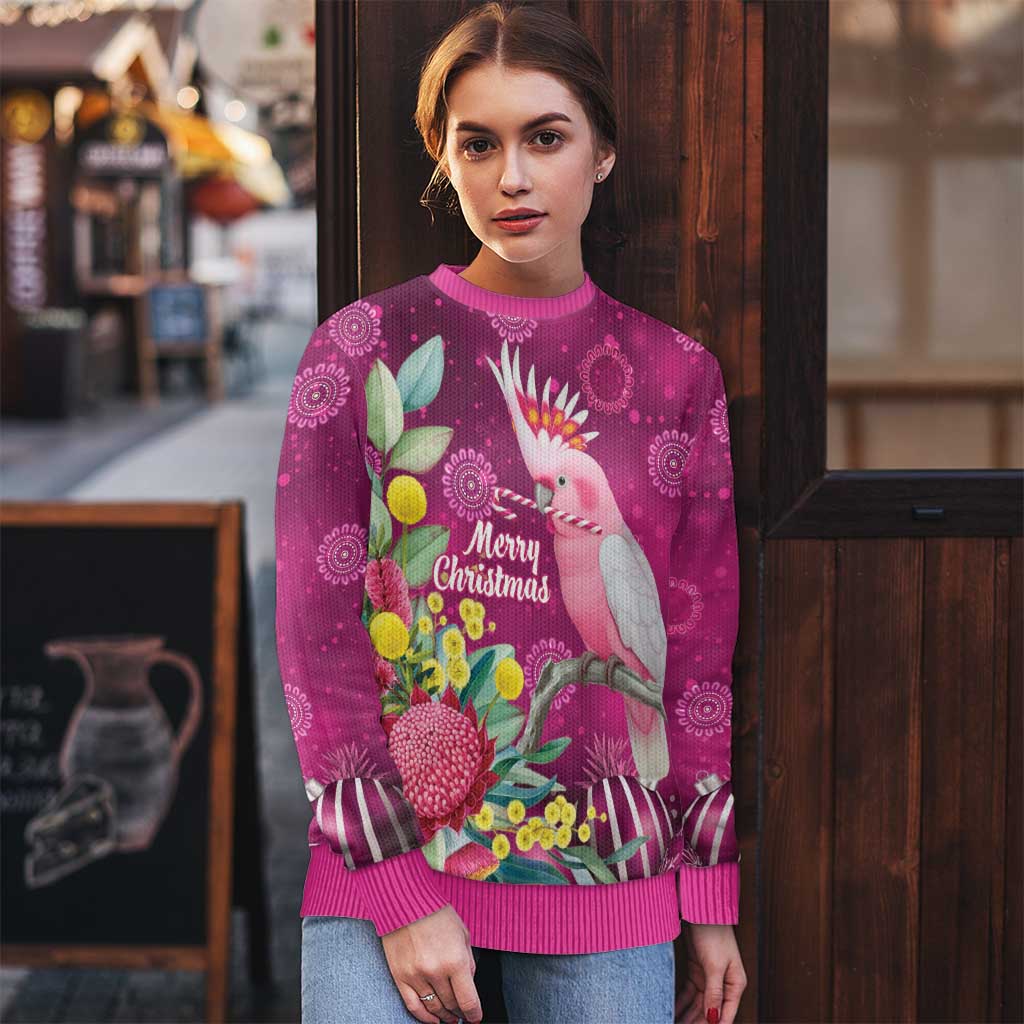 Australia Pink Cockatoo Christmas Ugly Christmas Sweater Aussie Native Flowers Merry Xmas - Pink - Aussie Hoodie