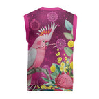 Australia Pink Cockatoo Christmas Knitted V-Neck Vest Aussie Native Flowers Merry Xmas - Pink - Aussie Hoodie