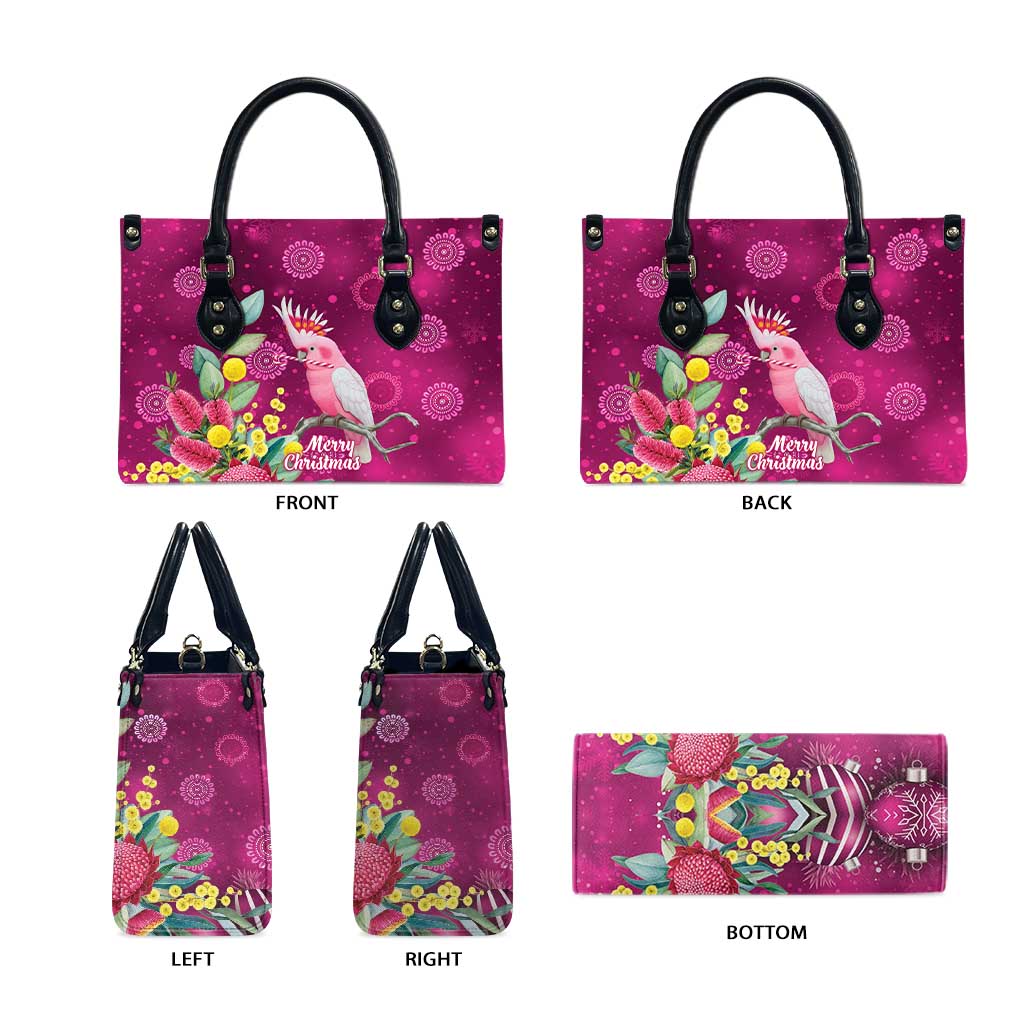 Australia Pink Cockatoo Christmas Leather Bag Aussie Native Flowers Merry Xmas - Pink - Aussie Hoodie