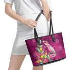 Australia Pink Cockatoo Christmas Leather Tote Bag Aussie Native Flowers Merry Xmas - Pink - Aussie Hoodie