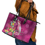 Australia Pink Cockatoo Christmas Leather Tote Bag Aussie Native Flowers Merry Xmas - Pink - Aussie Hoodie