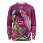 Australia Pink Cockatoo Christmas Long Sleeve Shirt Aussie Native Flowers Merry Xmas - Pink - Aussie Hoodie