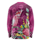 Australia Pink Cockatoo Christmas Long Sleeve Shirt Aussie Native Flowers Merry Xmas - Pink - Aussie Hoodie