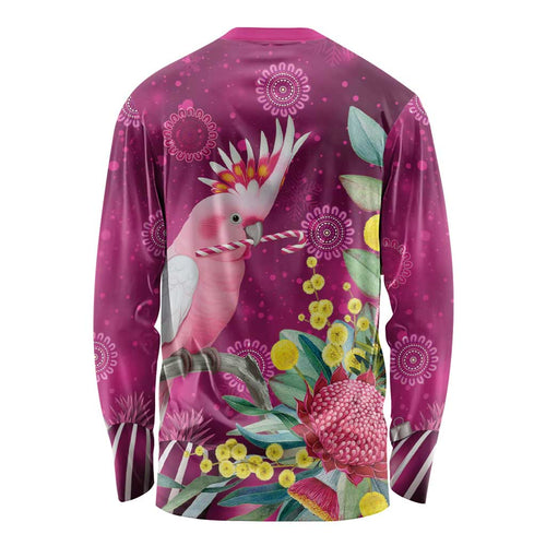 Australia Pink Cockatoo Christmas Long Sleeve Shirt Aussie Native Flowers Merry Xmas - Pink - Aussie Hoodie