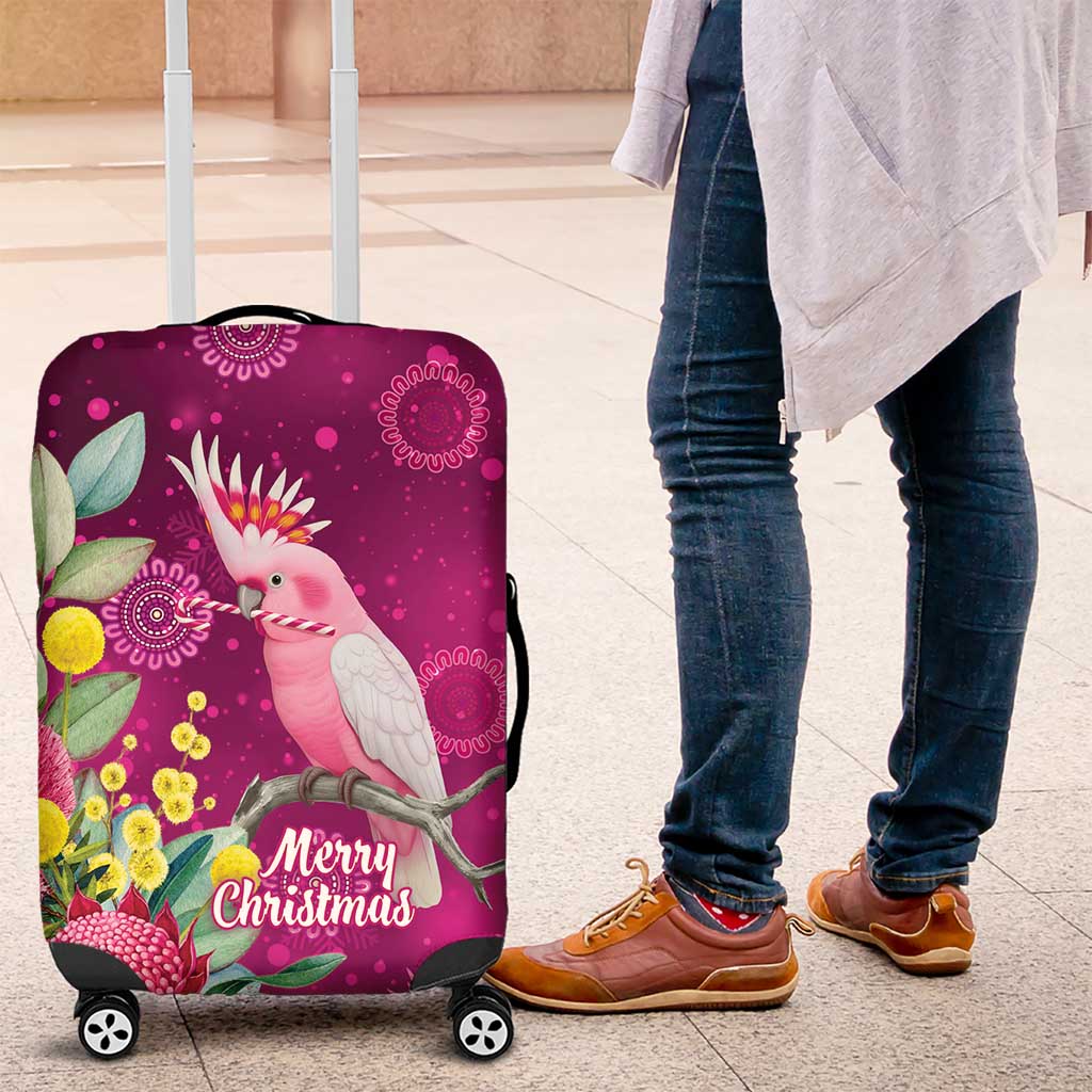 Australia Pink Cockatoo Christmas Luggage Cover Aussie Native Flowers Merry Xmas - Pink - Aussie Hoodie