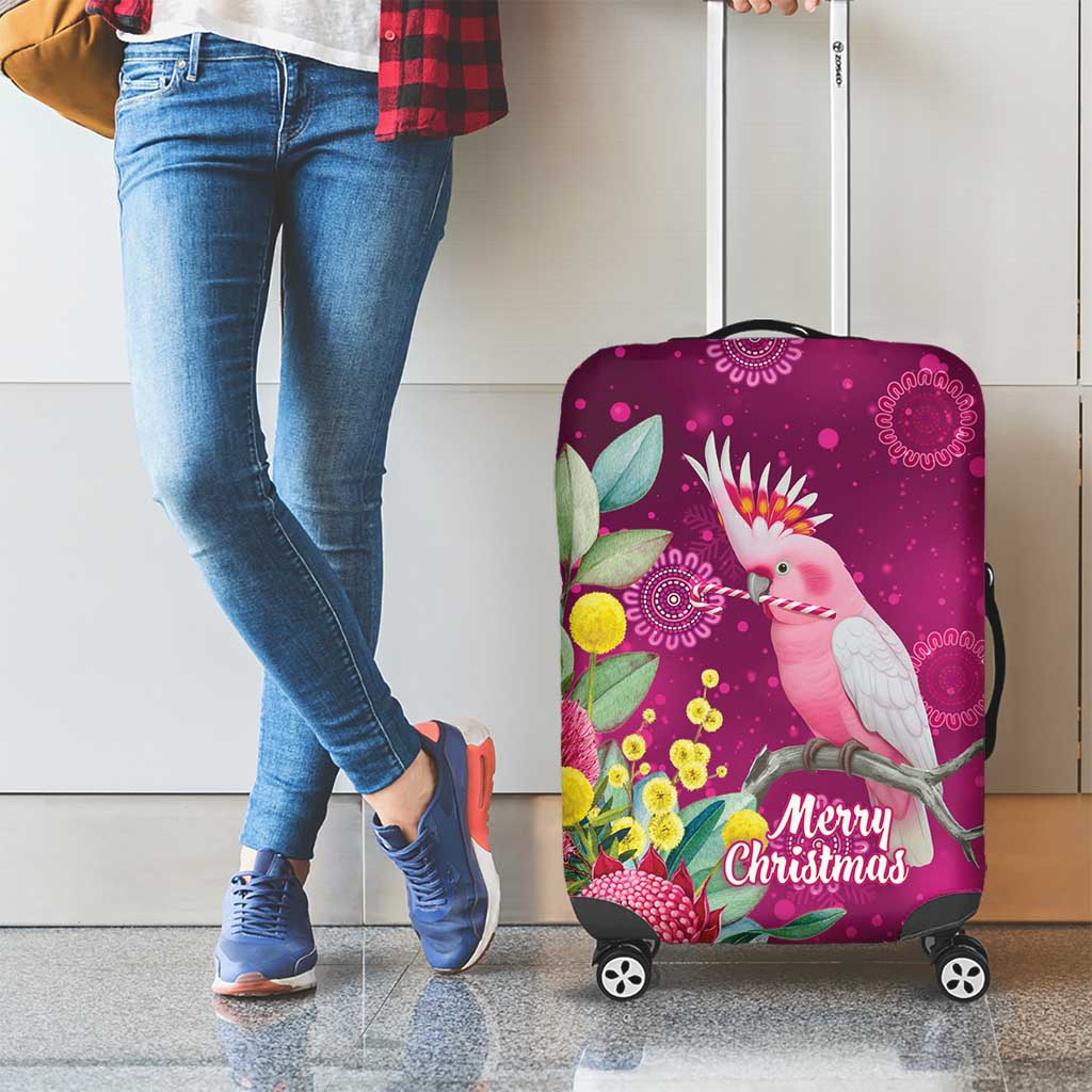 Australia Pink Cockatoo Christmas Luggage Cover Aussie Native Flowers Merry Xmas - Pink - Aussie Hoodie