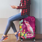 Australia Pink Cockatoo Christmas Luggage Cover Aussie Native Flowers Merry Xmas - Pink - Aussie Hoodie