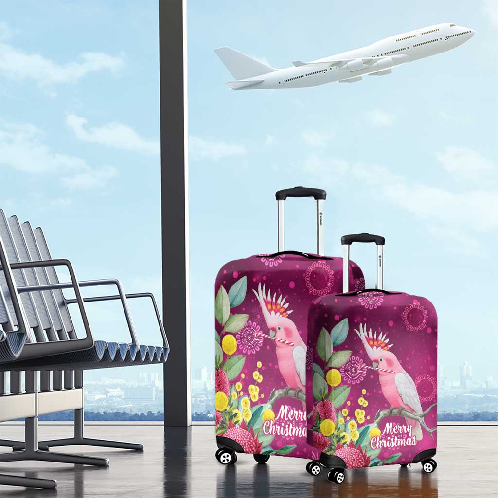 Australia Pink Cockatoo Christmas Luggage Cover Aussie Native Flowers Merry Xmas - Pink - Aussie Hoodie