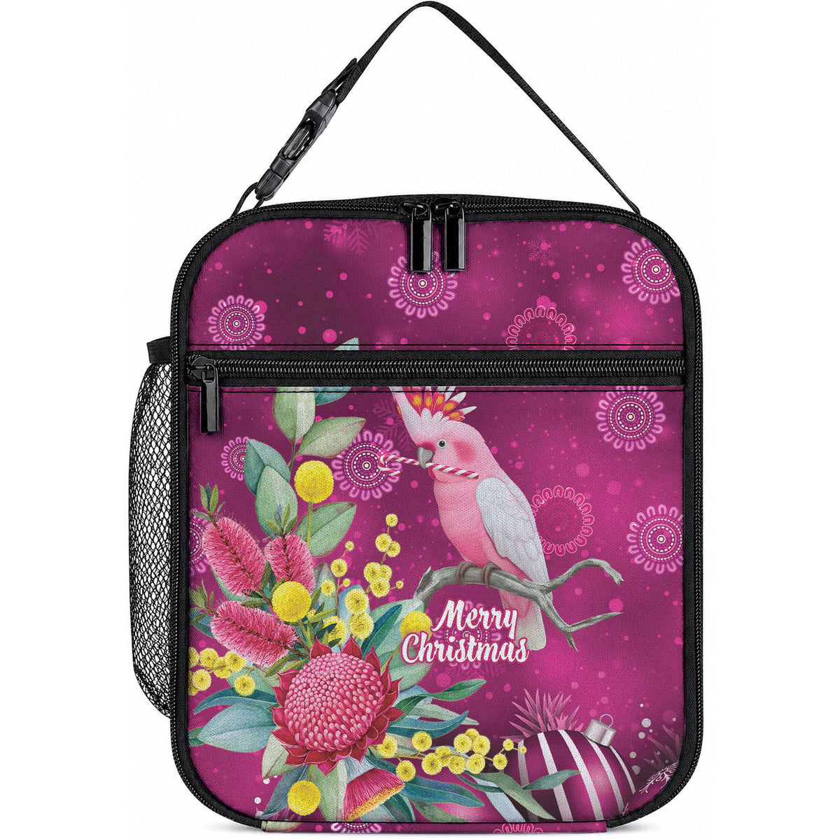 Australia Pink Cockatoo Christmas Lunch Bag Aussie Native Flowers Merry Xmas - Pink