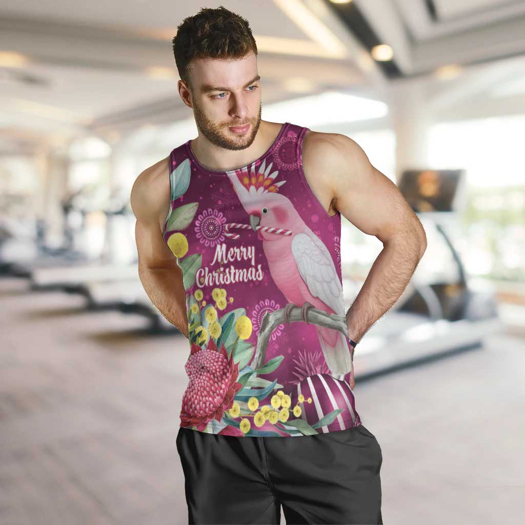 Australia Pink Cockatoo Christmas Men Tank Top Aussie Native Flowers Merry Xmas - Pink - Aussie Hoodie
