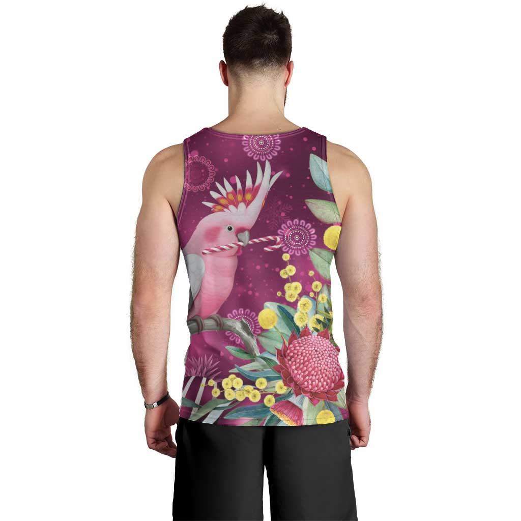 Australia Pink Cockatoo Christmas Men Tank Top Aussie Native Flowers Merry Xmas - Pink - Aussie Hoodie