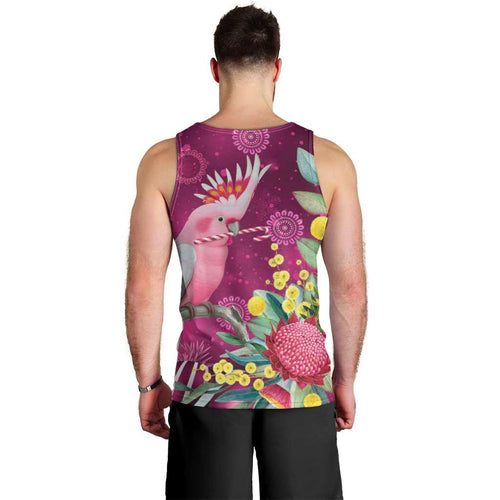 Australia Pink Cockatoo Christmas Men Tank Top Aussie Native Flowers Merry Xmas - Pink - Aussie Hoodie