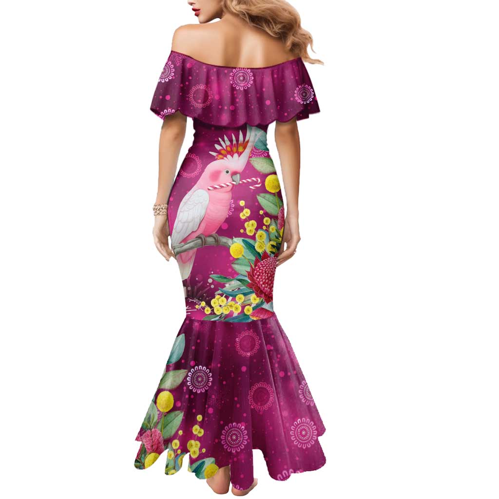 Australia Pink Cockatoo Christmas Mermaid Dress Aussie Native Flowers Merry Xmas - Pink - Aussie Hoodie