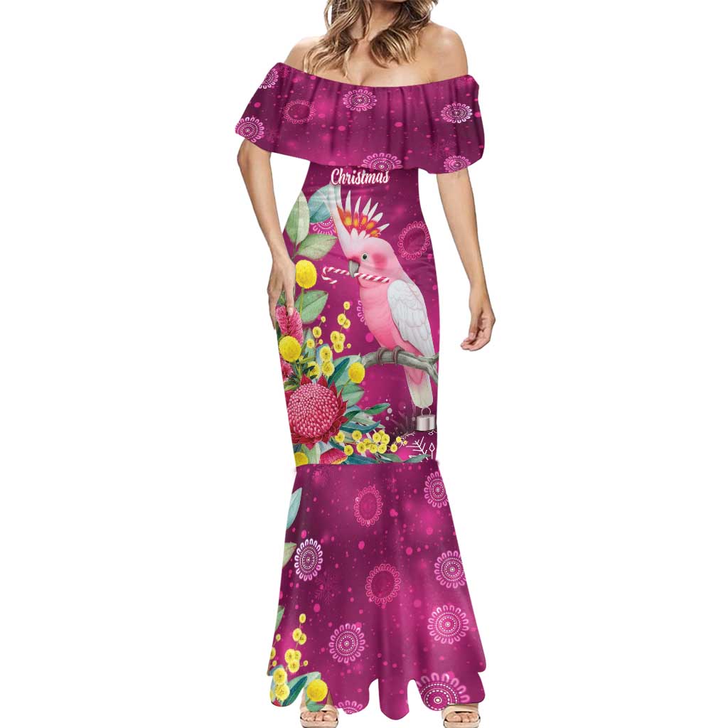 Australia Pink Cockatoo Christmas Mermaid Dress Aussie Native Flowers Merry Xmas - Pink - Aussie Hoodie