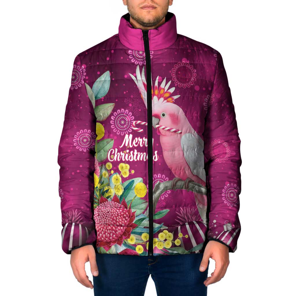 Australia Pink Cockatoo Christmas Padded Jacket Aussie Native Flowers Merry Xmas - Pink - Aussie Hoodie