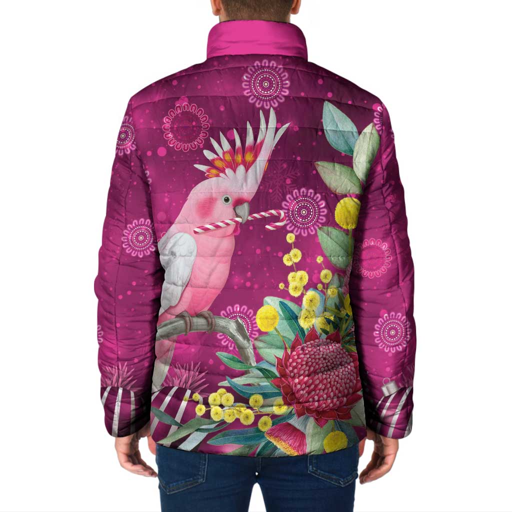 Australia Pink Cockatoo Christmas Padded Jacket Aussie Native Flowers Merry Xmas - Pink - Aussie Hoodie