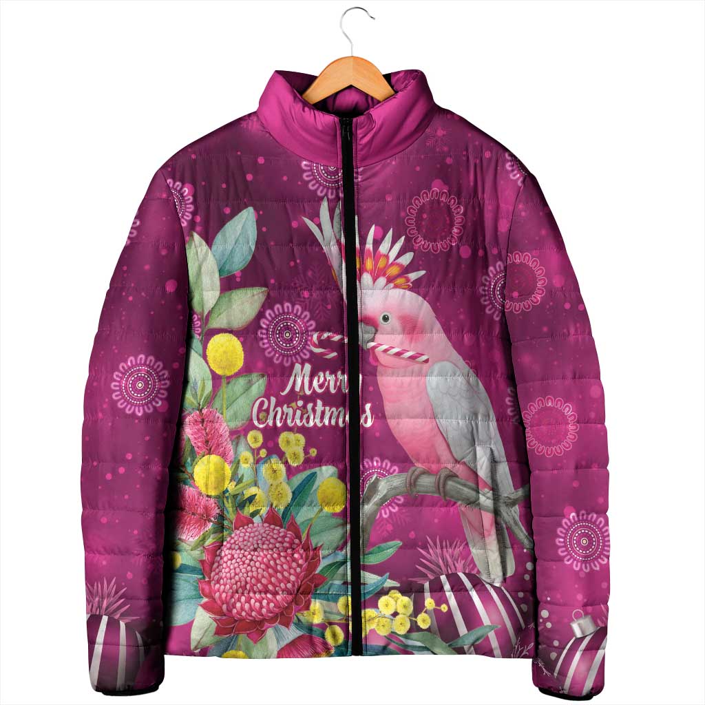 Australia Pink Cockatoo Christmas Padded Jacket Aussie Native Flowers Merry Xmas - Pink - Aussie Hoodie