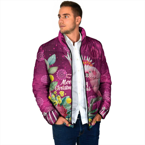 Australia Pink Cockatoo Christmas Padded Jacket Aussie Native Flowers Merry Xmas - Pink - Aussie Hoodie