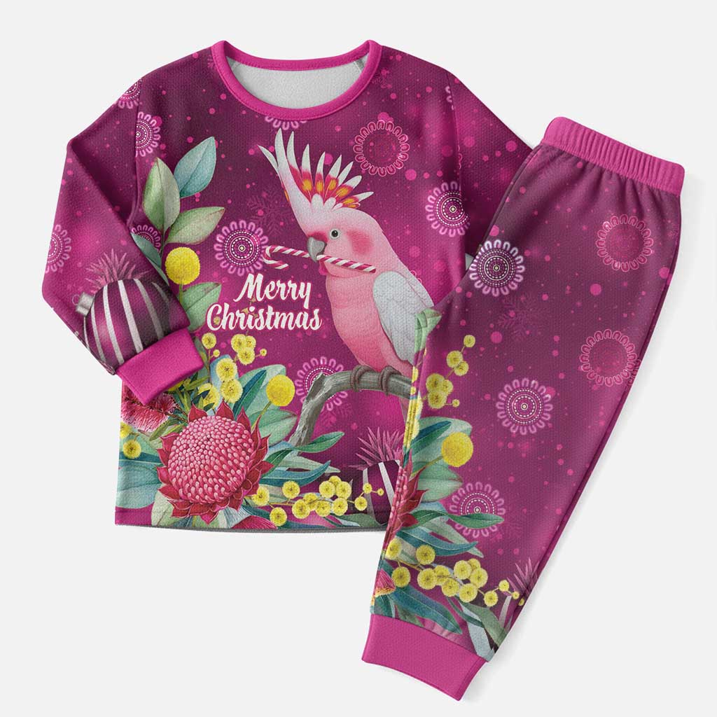 Australia Pink Cockatoo Christmas Pajama Set Aussie Native Flowers Merry Xmas - Pink - Aussie Hoodie