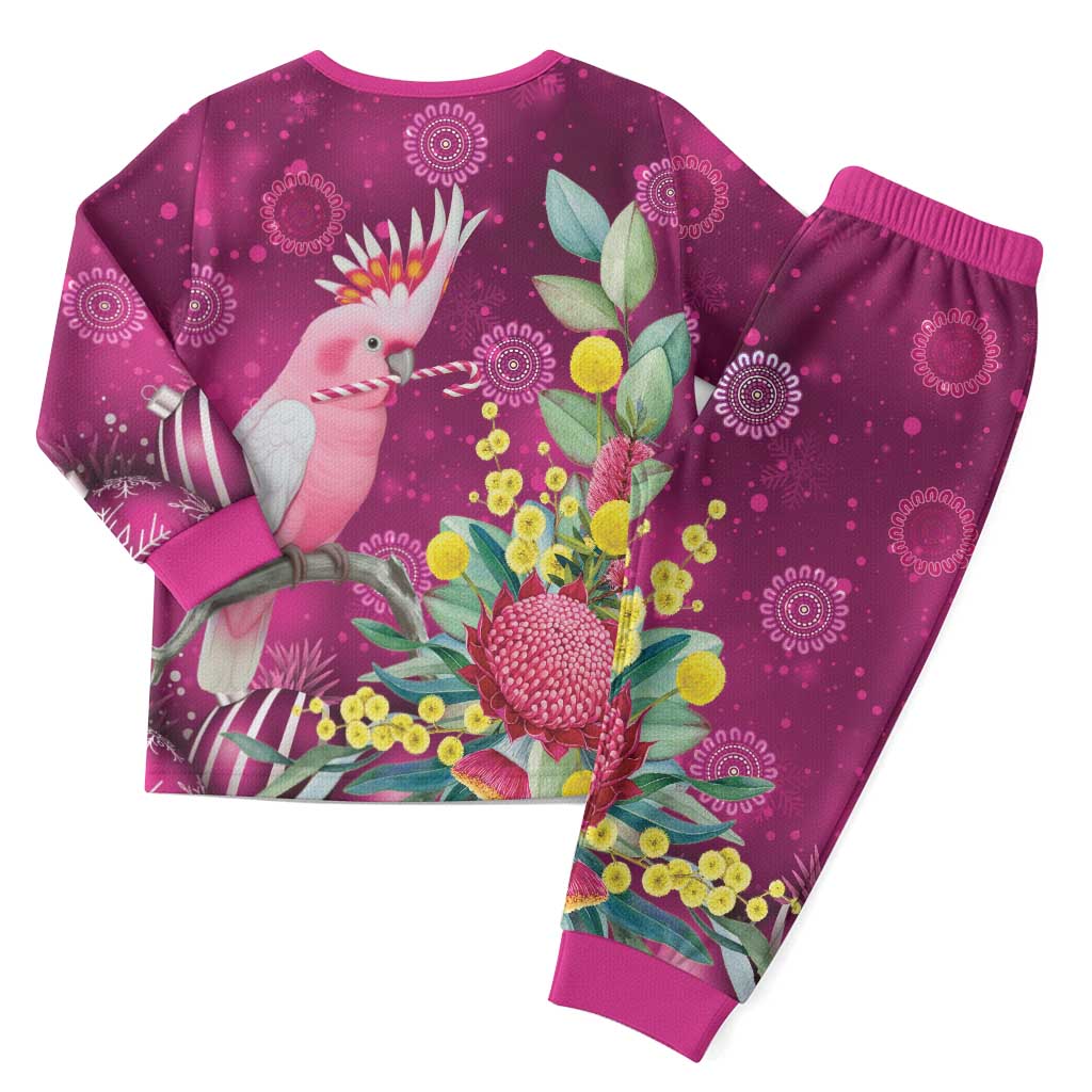 Australia Pink Cockatoo Christmas Pajama Set Aussie Native Flowers Merry Xmas - Pink - Aussie Hoodie