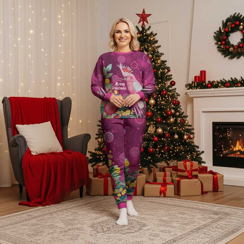 Australia Pink Cockatoo Christmas Pajama Set Aussie Native Flowers Merry Xmas - Pink - Aussie Hoodie