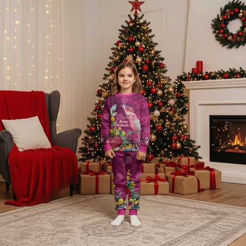 Australia Pink Cockatoo Christmas Pajama Set Aussie Native Flowers Merry Xmas - Pink - Aussie Hoodie