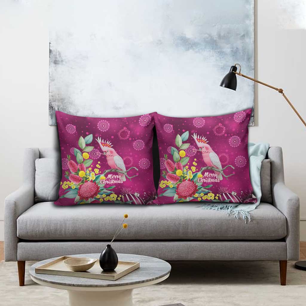 Australia Pink Cockatoo Christmas Pillow Cover Aussie Native Flowers Merry Xmas - Pink - Aussie Hoodie