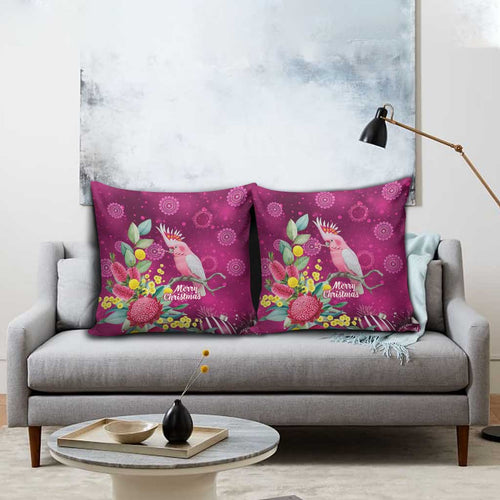 Australia Pink Cockatoo Christmas Pillow Cover Aussie Native Flowers Merry Xmas - Pink - Aussie Hoodie