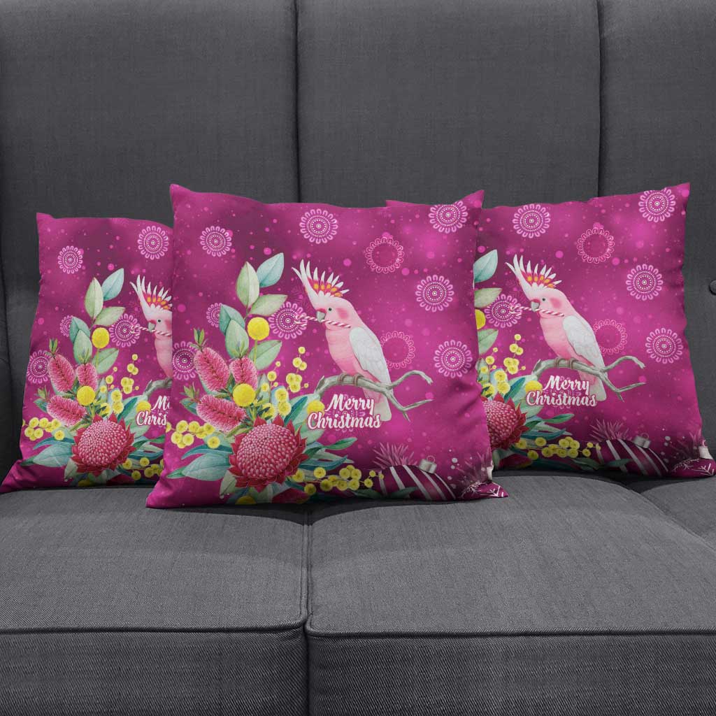 Australia Pink Cockatoo Christmas Pillow Cover Aussie Native Flowers Merry Xmas - Pink - Aussie Hoodie