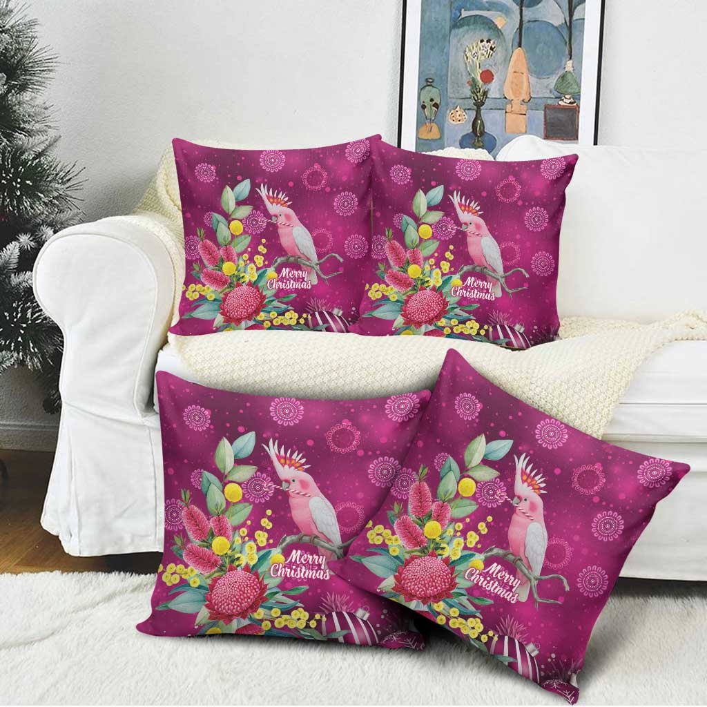 Australia Pink Cockatoo Christmas Pillow Cover Aussie Native Flowers Merry Xmas - Pink - Aussie Hoodie