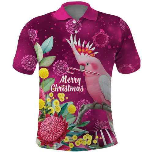 Australia Pink Cockatoo Christmas Polo Shirt Aussie Native Flowers Merry Xmas - Pink - Aussie Hoodie