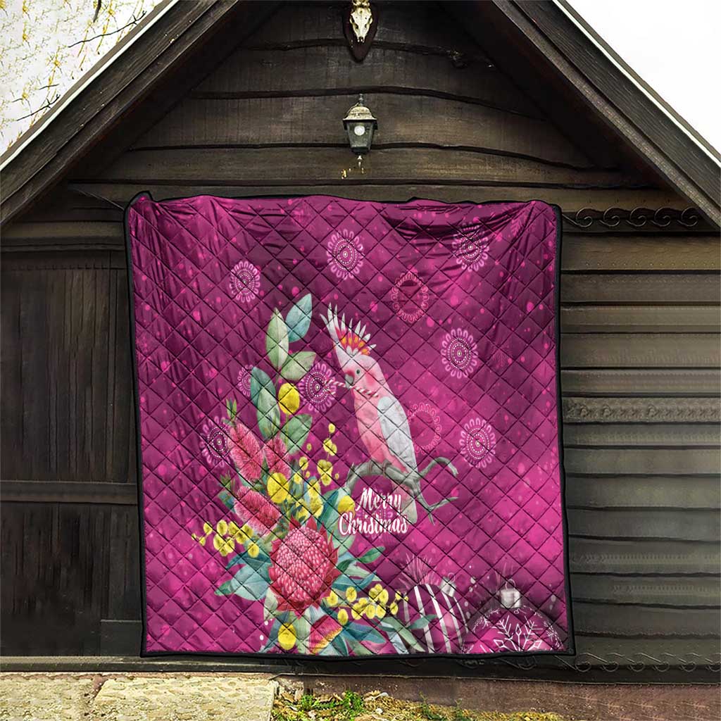 Australia Pink Cockatoo Christmas Quilt Aussie Native Flowers Merry Xmas - Pink - Aussie Hoodie