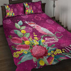 Australia Pink Cockatoo Christmas Quilt Bed Set Aussie Native Flowers Merry Xmas - Pink - Aussie Hoodie