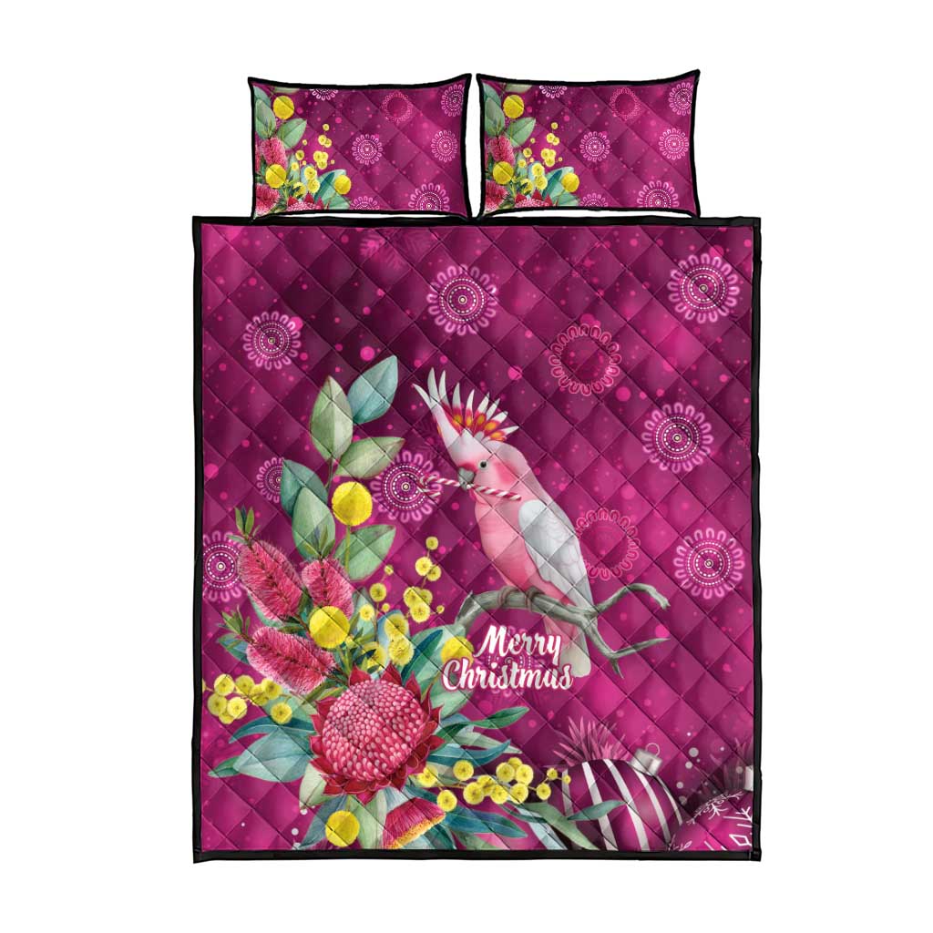 Australia Pink Cockatoo Christmas Quilt Bed Set Aussie Native Flowers Merry Xmas - Pink - Aussie Hoodie