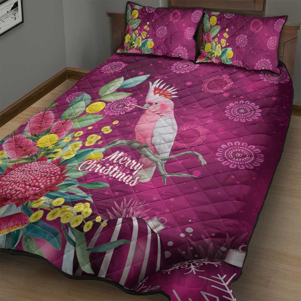 Australia Pink Cockatoo Christmas Quilt Bed Set Aussie Native Flowers Merry Xmas - Pink - Aussie Hoodie