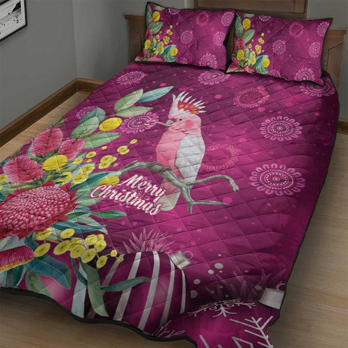 Australia Pink Cockatoo Christmas Quilt Bed Set Aussie Native Flowers Merry Xmas - Pink - Aussie Hoodie