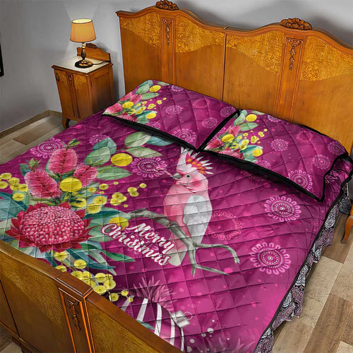 Australia Pink Cockatoo Christmas Quilt Bed Set Aussie Native Flowers Merry Xmas - Pink - Aussie Hoodie