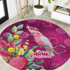 Australia Pink Cockatoo Christmas Round Carpet Aussie Native Flowers Merry Xmas - Pink - Aussie Hoodie