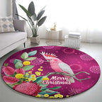 Australia Pink Cockatoo Christmas Round Carpet Aussie Native Flowers Merry Xmas - Pink - Aussie Hoodie