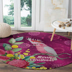 Australia Pink Cockatoo Christmas Round Carpet Aussie Native Flowers Merry Xmas - Pink - Aussie Hoodie