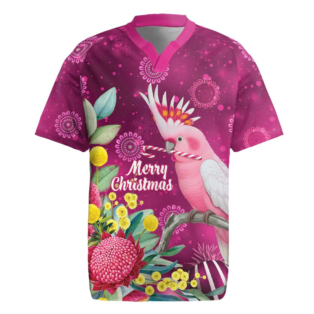 Australia Pink Cockatoo Christmas Rugby Jersey Aussie Native Flowers Merry Xmas - Pink - Aussie Hoodie