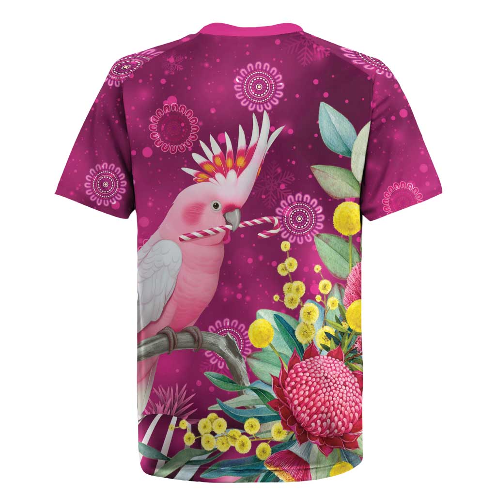 Australia Pink Cockatoo Christmas Rugby Jersey Aussie Native Flowers Merry Xmas - Pink - Aussie Hoodie