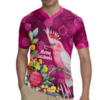 Australia Pink Cockatoo Christmas Rugby Jersey Aussie Native Flowers Merry Xmas - Pink - Aussie Hoodie