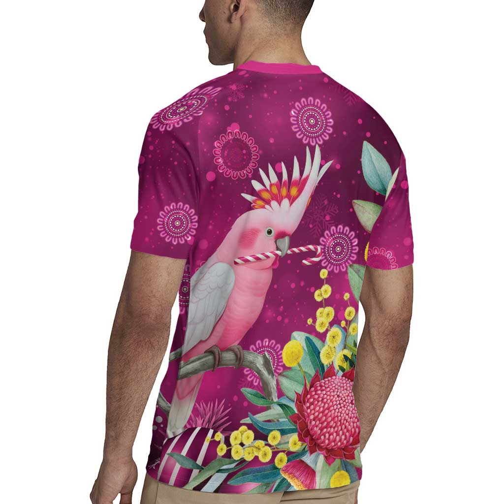 Australia Pink Cockatoo Christmas Rugby Jersey Aussie Native Flowers Merry Xmas - Pink - Aussie Hoodie
