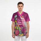 Australia Pink Cockatoo Christmas Scrub Top Aussie Native Flowers Merry Xmas - Pink - Aussie Hoodie