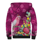 Australia Pink Cockatoo Christmas Sherpa Hoodie Aussie Native Flowers Merry Xmas - Pink - Aussie Hoodie